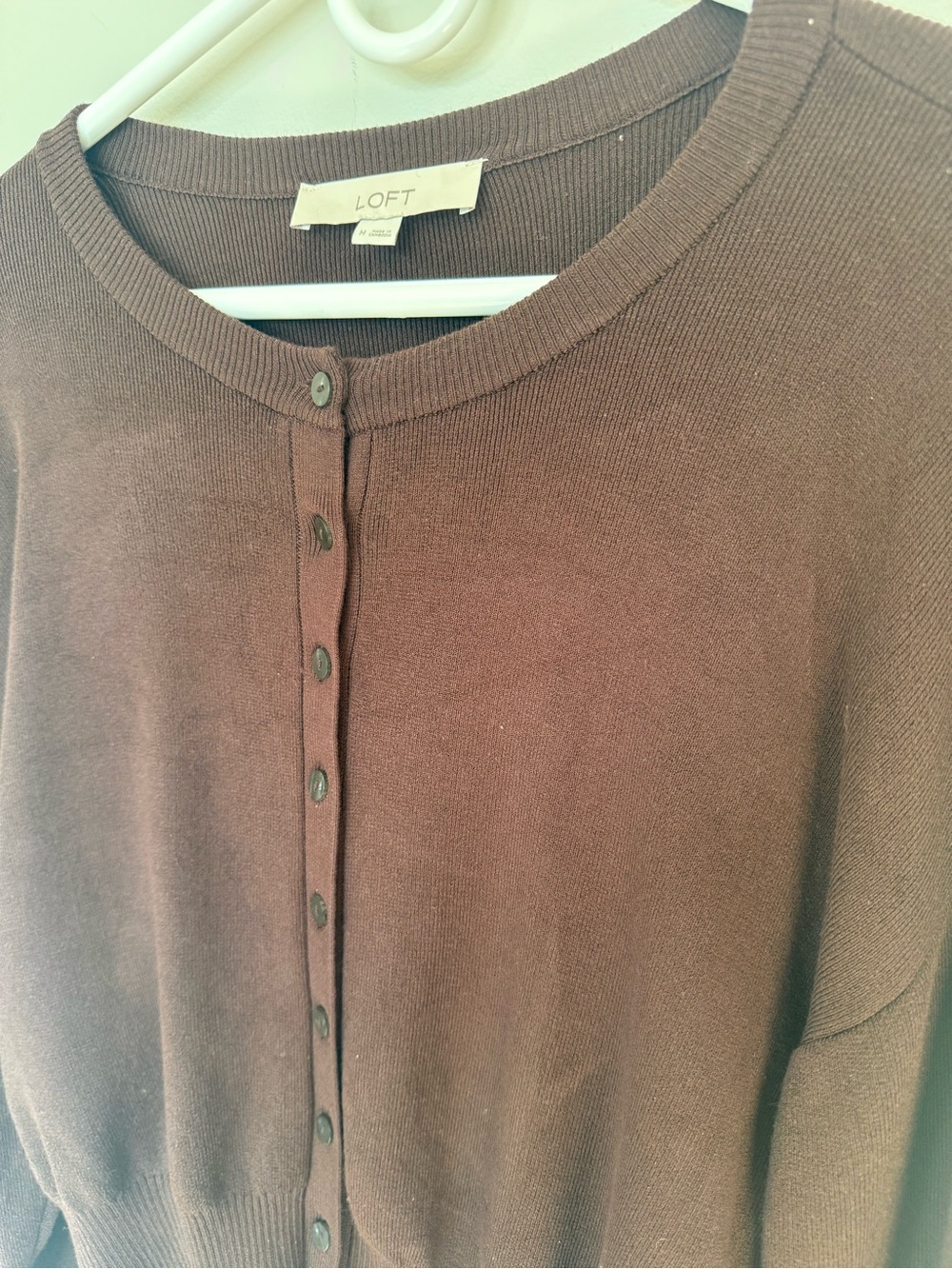 LOFT Ribtrim Waist Cardigan Medium Brown - Picture 10 of 14